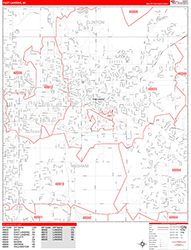 East Lansing Wall Map Zip Code Red Line Style 2026